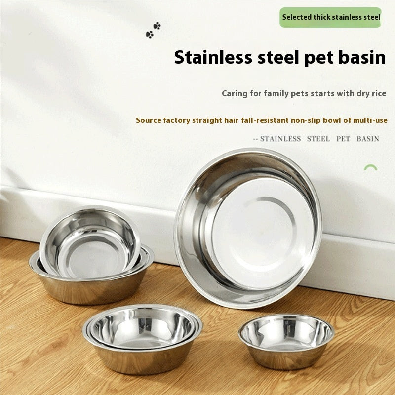 Pets Stainless Steel Bowl For Large Dog Non-slip Dog Basin More Sizes Pet Feeder