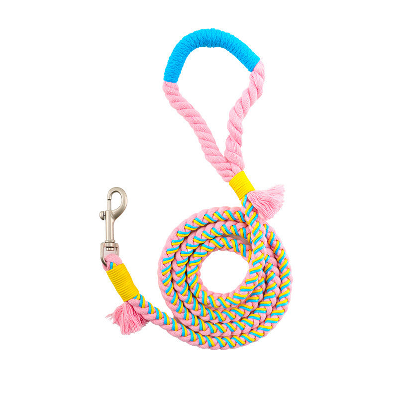 Handmade Cotton Colorful Traction Rope Dog Leashes