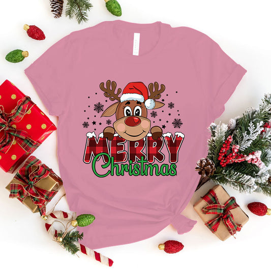 Cute Merry Christmas Printed T-shirt