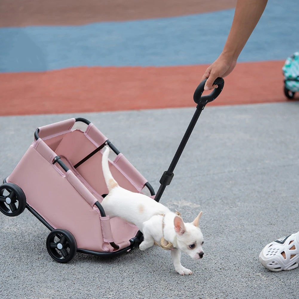 Foldable Small Pet Stroller 4 Wheels for Traveling Dogs Cats  Ideal for Small Pets Outings