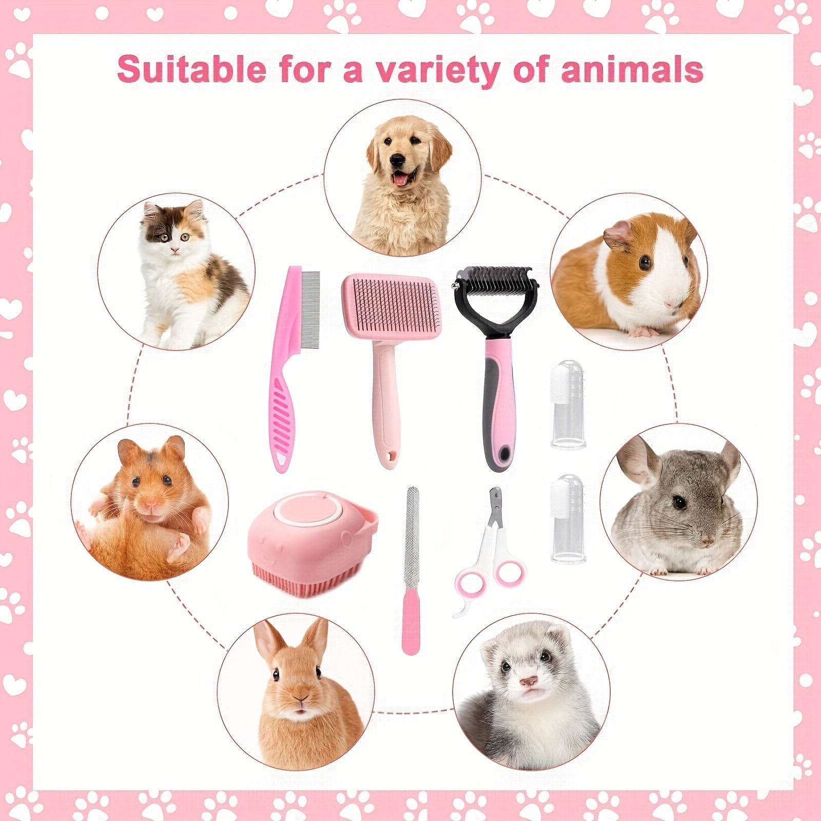 8-piece Dog Beauty Tools Self-Cleaning Sets