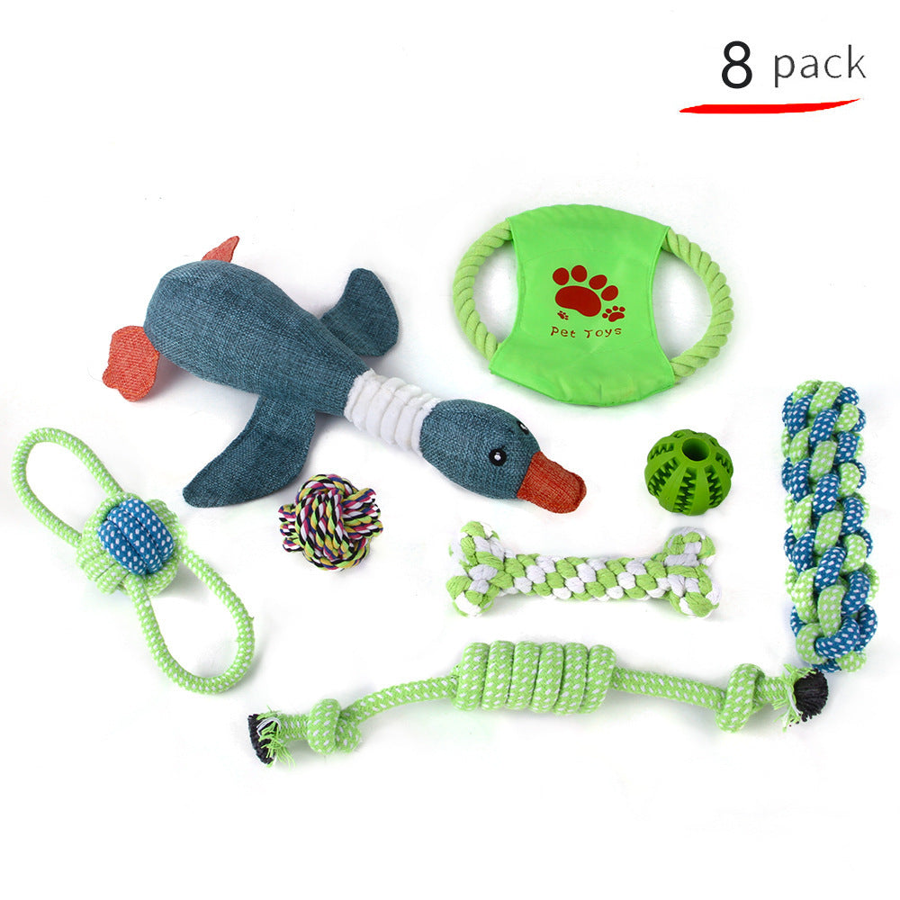 Pet Dog Cotton Rope Bite Resistant Plush Teeth Cleaning Toy Sets