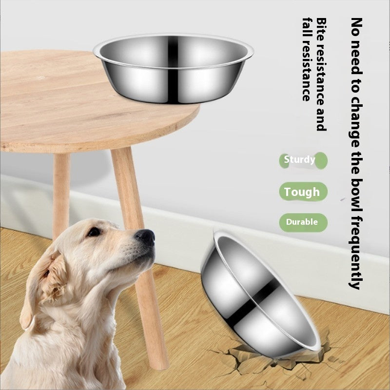 Pets Stainless Steel Bowl For Large Dog Non-slip Dog Basin More Sizes Pet Feeder