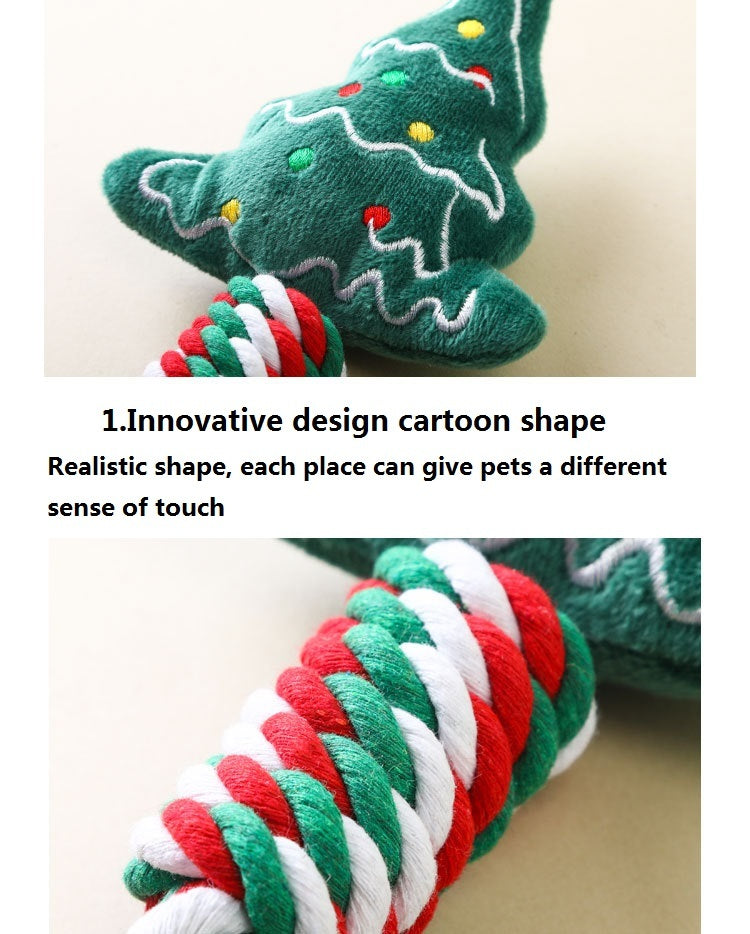 3pcs Christmas Cotton Rope Pet Plush Toys