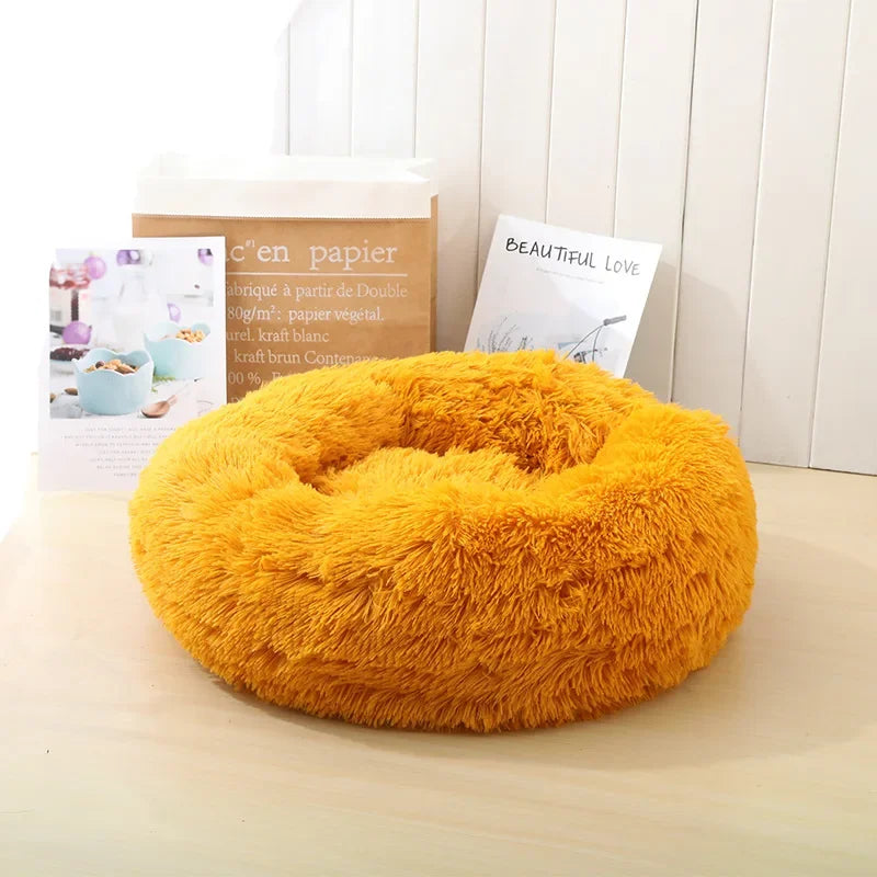 Donut Dog Bed Warm Soft Long Plush Bed For Small Large Dog Washable Sofa Cushion