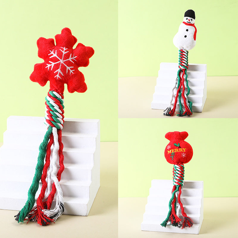 3pcs Christmas Cotton Rope Pet Plush Toys