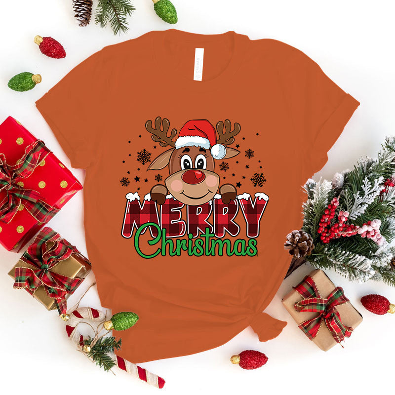 Cute Merry Christmas Printed T-shirt