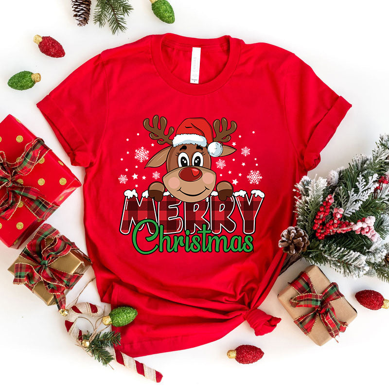 Cute Merry Christmas Printed T-shirt