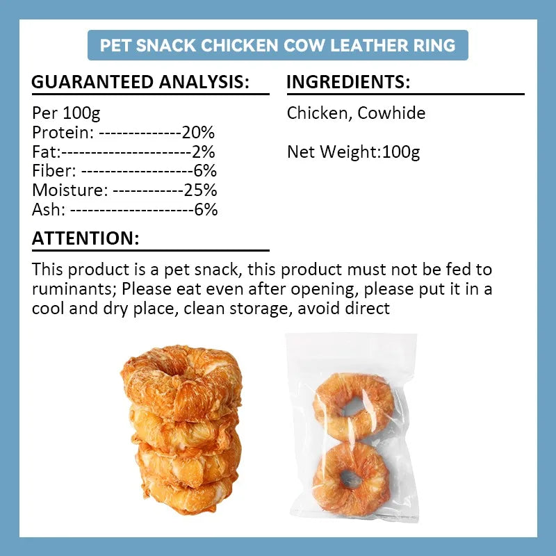 Dog Snacks Chicken Meat Skin Ring Double Pack Clean Teeth Pet Training rewards Food