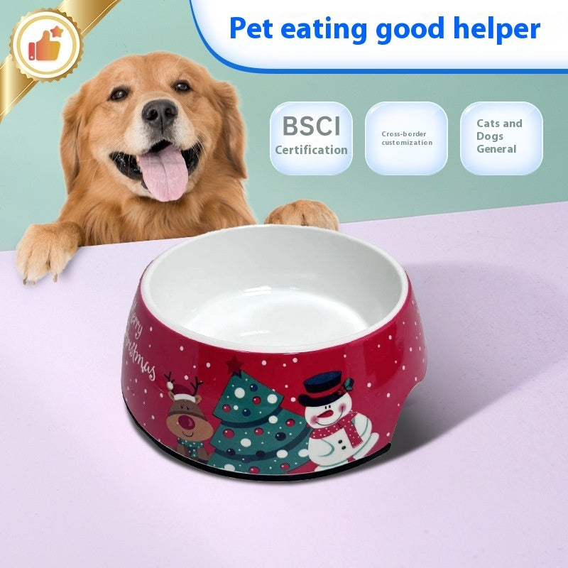 Christmas Dog Pet Bowl Stainless Steel Double Layer Bowl