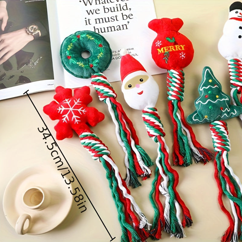 3pcs Christmas Cotton Rope Pet Plush Toys