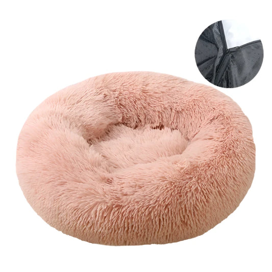 Donut Dog Bed Warm Soft Long Plush Bed For Small Large Dog Washable Sofa Cushion