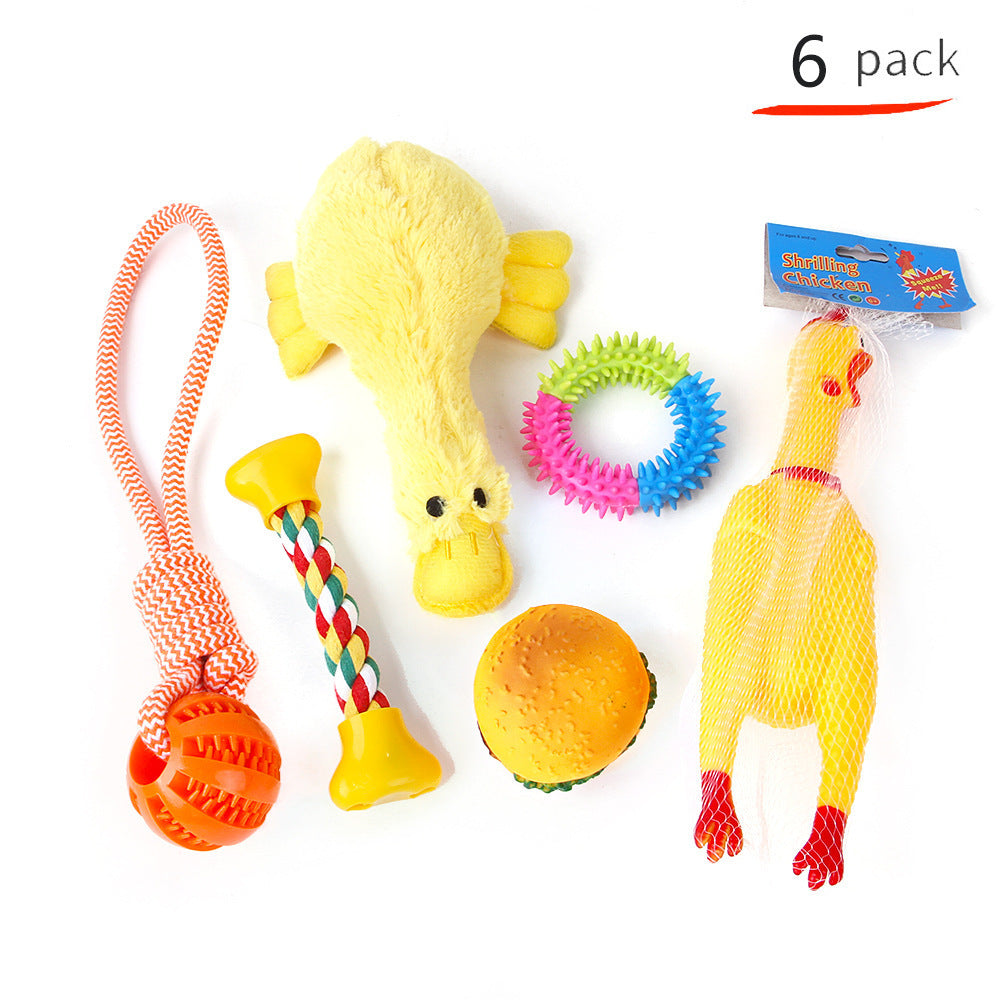 Pet Dog Cotton Rope Bite Resistant Plush Teeth Cleaning Toy Sets