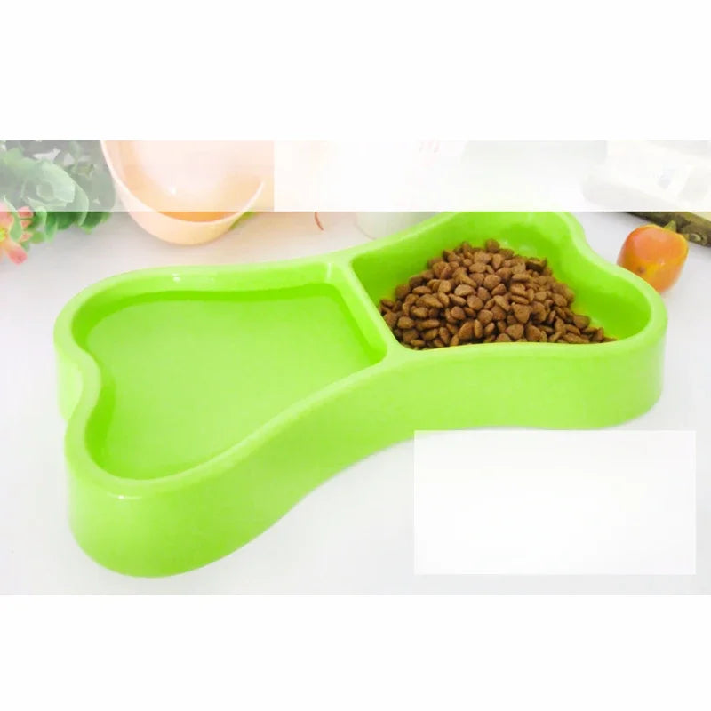 Bone Shape Plastic Double Dog Bowls