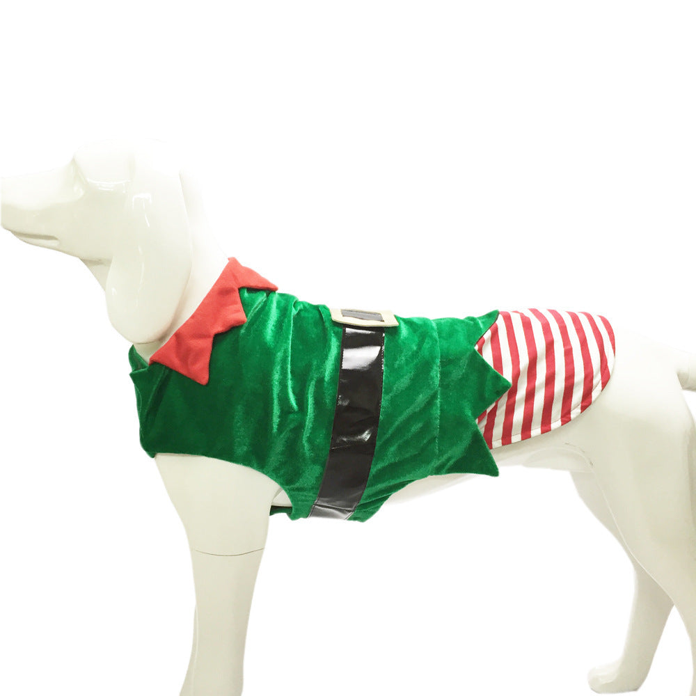 Fashion Christmas Clothes Green Elf  Pet Dog Christmas Costumes