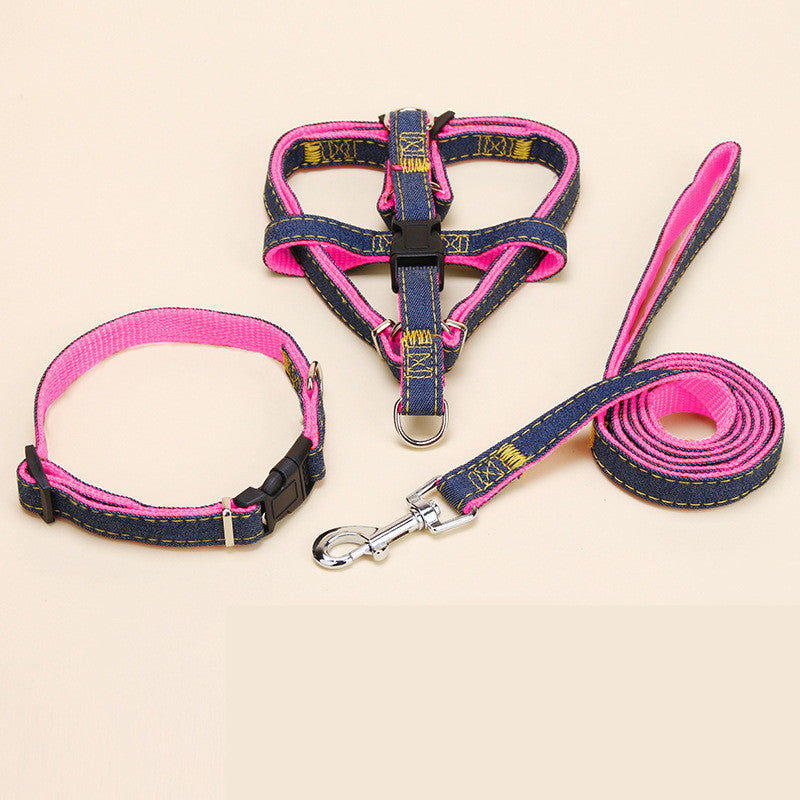 Denim Pet Leash  Sewn Cloth  Wear-resistant Chest Strap