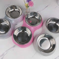 Load image into Gallery viewer, Rhinestone Bling Stainless Steel Pet Bowls Double Food Water Feeder
