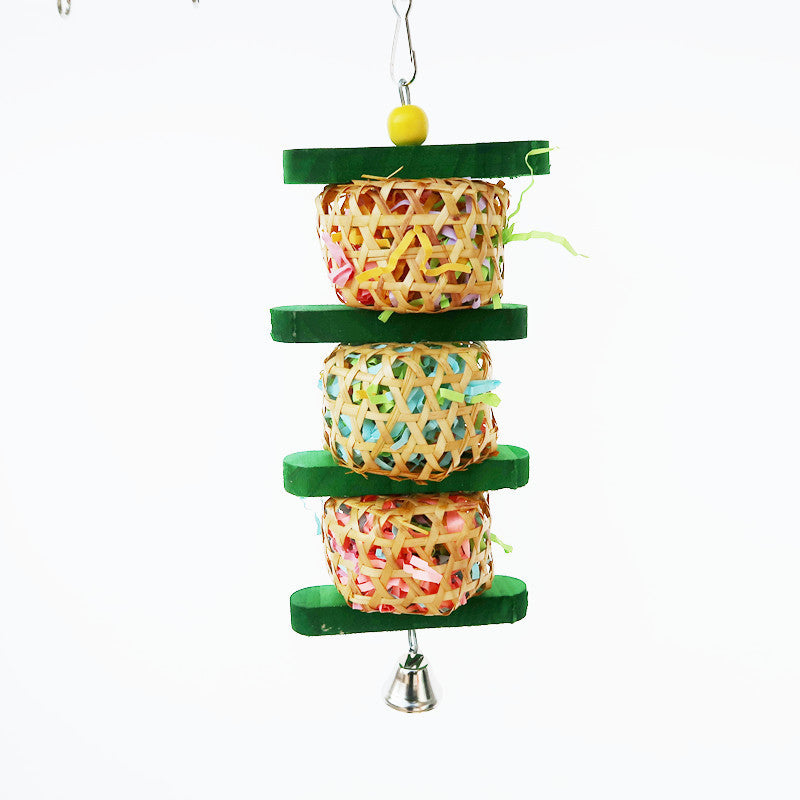 Parrot Supplies Bird Toy Rattan Woven Paper Silk Wood Gnawing Skewers