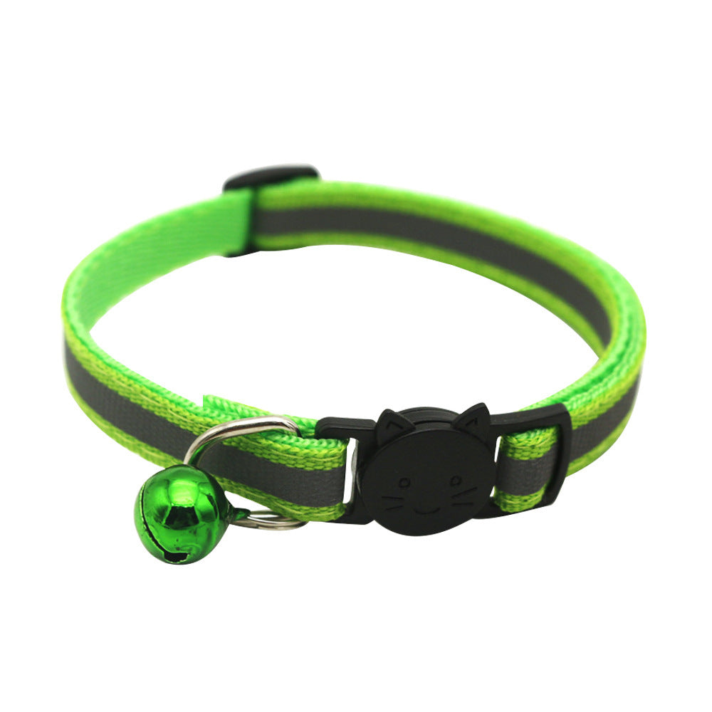 Colorful Polyester Reflective Bell Cat Jack Pet Collar