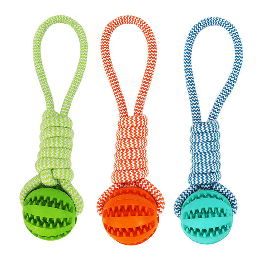 Dog Toys Treat Balls Interactive Hemp Rope Rubber Leaking Balls For Small Dogs Chewing Bite Resistant Toys Pet Tooth Cleaning