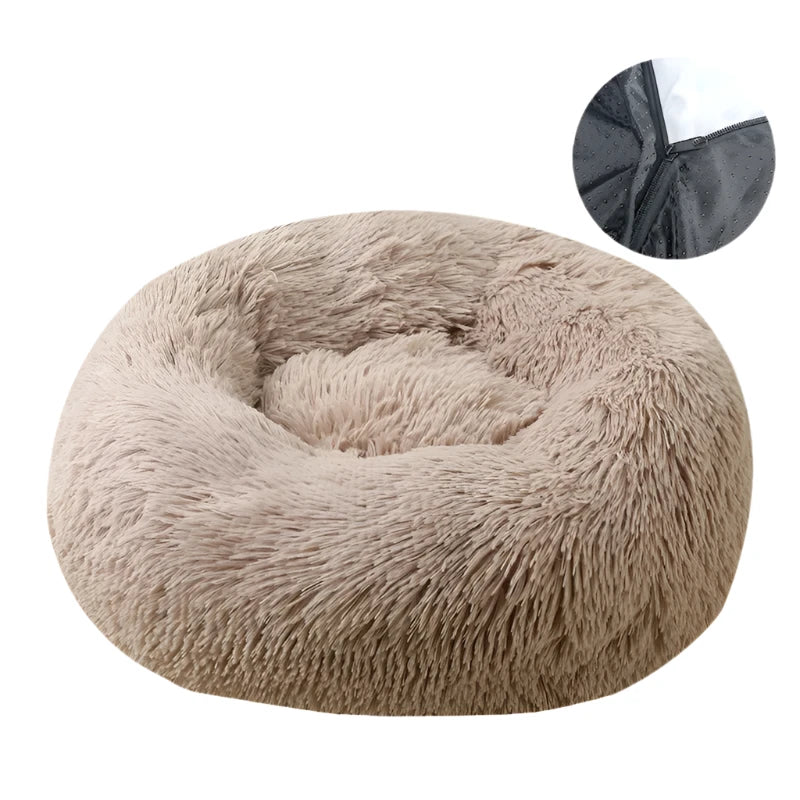 Donut Dog Bed Warm Soft Long Plush Bed For Small Large Dog Washable Sofa Cushion