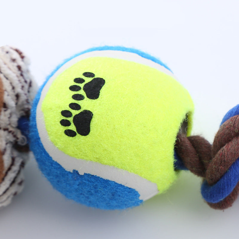 Dog Tennis Ball Cotton Rope Bite Resistant Play Toy