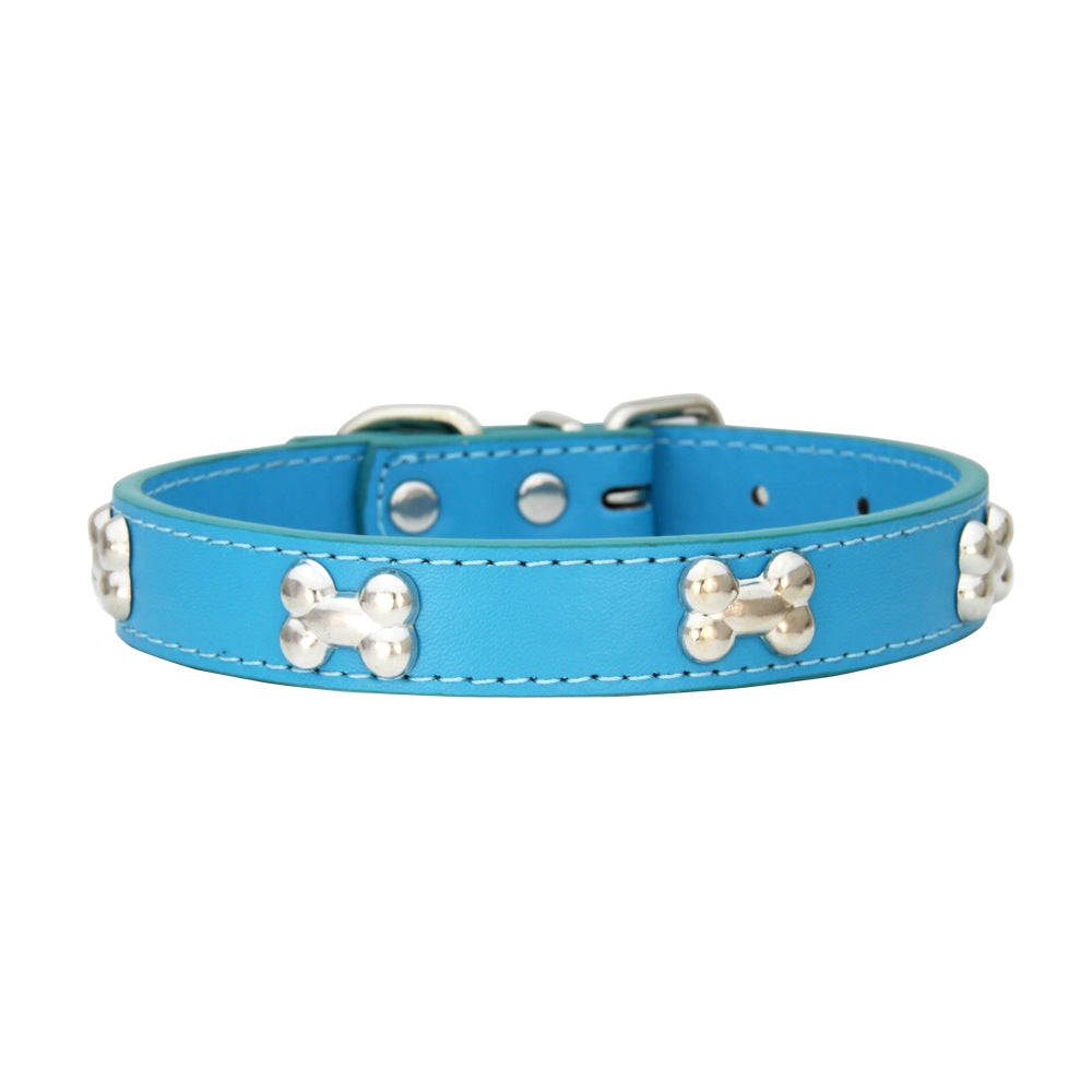 Pet Supplies Bone Collar PU Leather Dog Leash Accessories