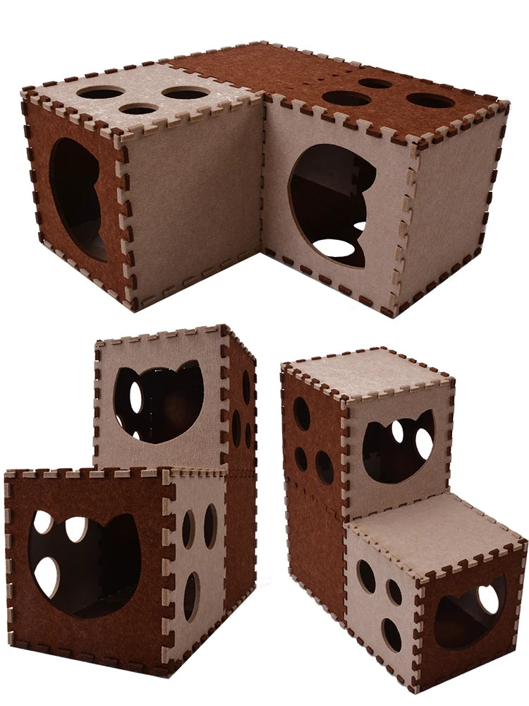 Double Layer Cat Tunnel Foldable Cat Scratcher Board For Casual Comfort  House Toys