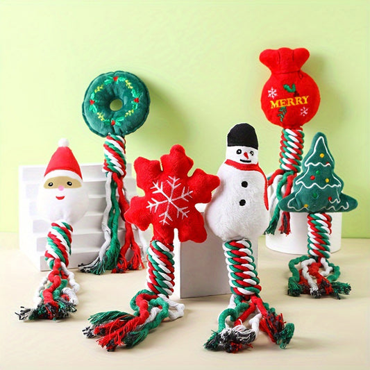 3pcs Christmas Cotton Rope Pet Plush Toys