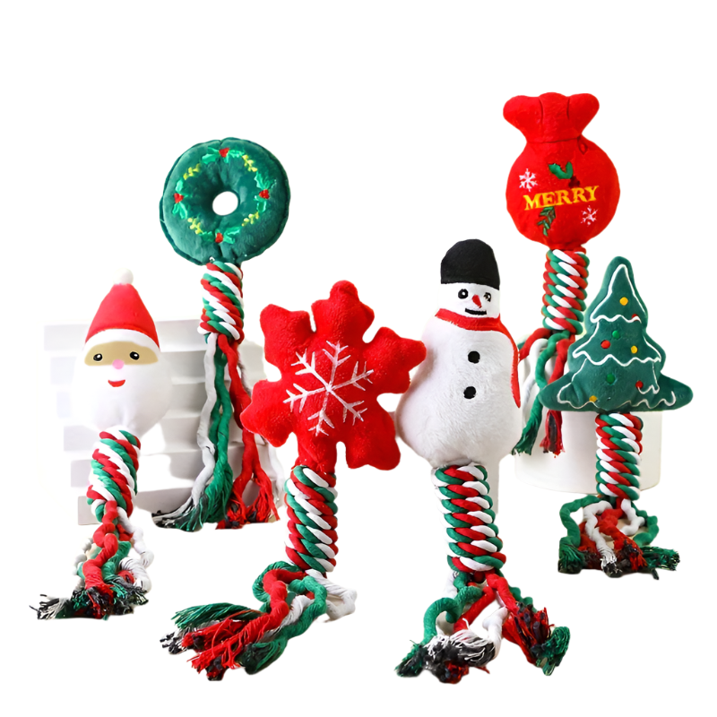 3pcs Christmas Cotton Rope Pet Plush Toys