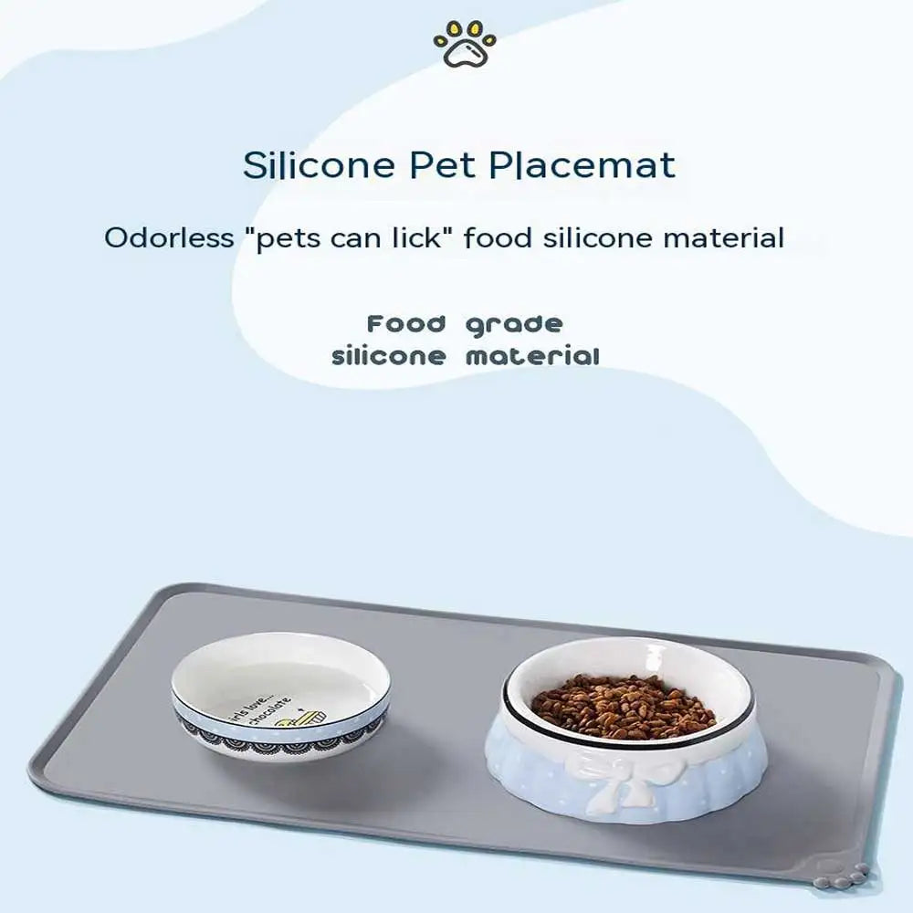 Pet Food Pad For Dog Cat Solid Color Silicone Pet Bowl Drinking Mat Dog Feeding Mat Placemat Easy Washing