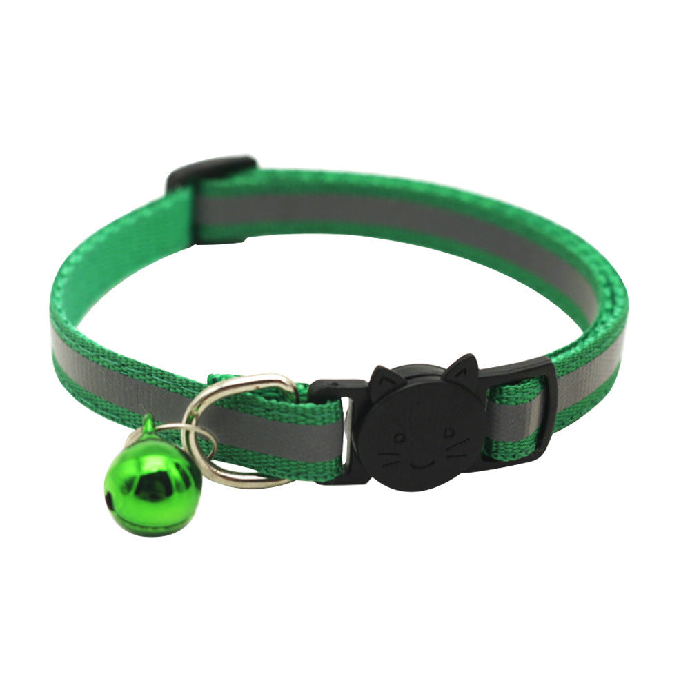 Colorful Polyester Reflective Bell Cat Jack Pet Collar