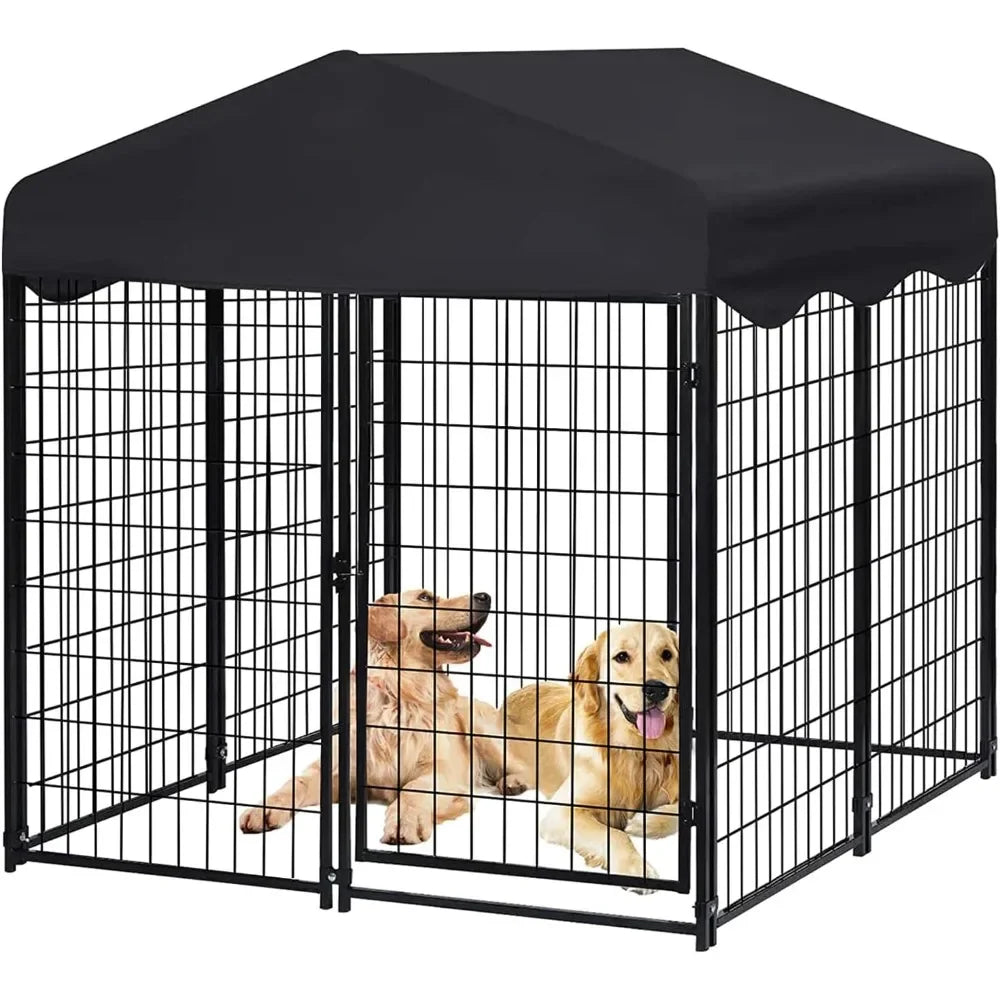 4' x 4' x 4.5' Dog Kennel Outdoor Outside Kennel with Indoor Enclosure Outdoor Pen with Lockable Door for Small/Medium Dogs