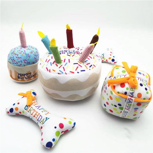 Cute Birthday Cake Squeaky Bite Resistant Bone and, Cupcake Happy Birthday Dog Toys