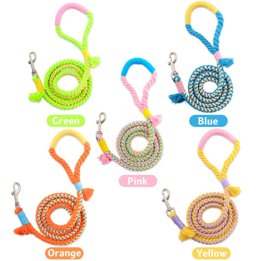 Handmade Cotton Colorful Traction Rope Dog Leashes