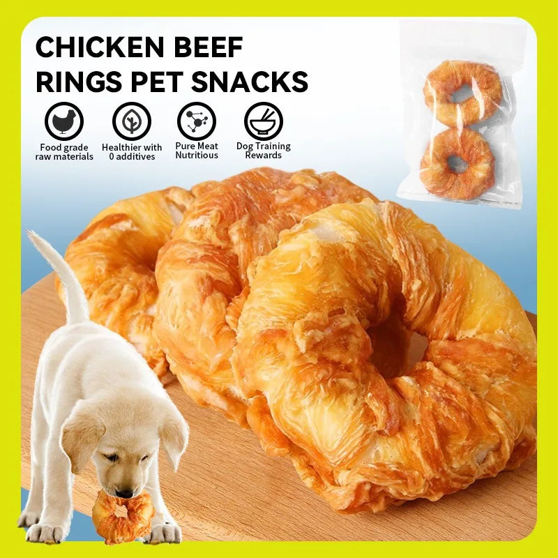 Dog Snacks Chicken Meat Skin Ring Double Pack Clean Teeth Pet Training rewards Food