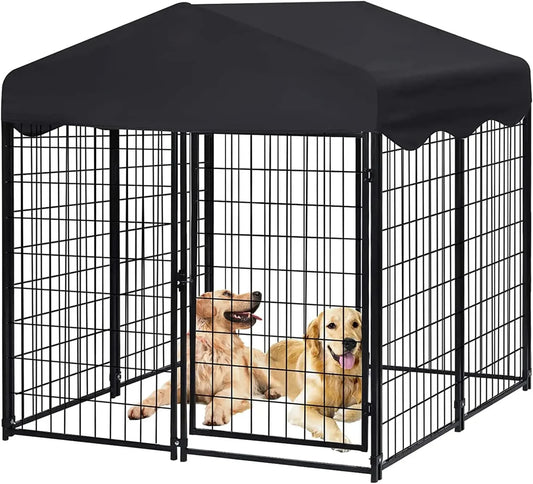 4' x 4' x 4.5' Dog Kennel Outdoor Outside Kennel with Indoor Enclosure Outdoor Pen with Lockable Door for Small/Medium Dogs