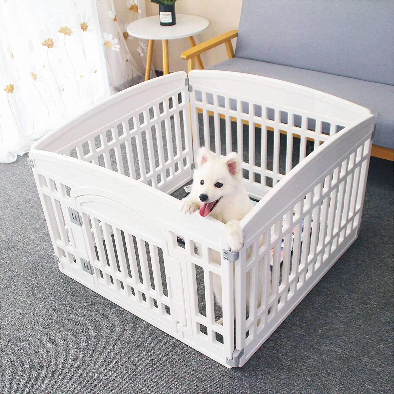 Pet Playpen Foldable Gate for Dogs Heavy Plastic Exercise Pen with Portable Indoor Outdoor Small Pets Fence